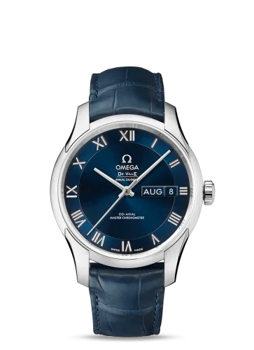 Omega De Ville Hour Vision Master Chronometer Annual Calendar Stainless Steel / Blue