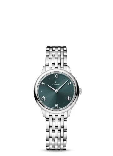 Omega - 434.10.28.60.10.001 De Ville Quartz 27.5 Stainless Steel / Turquoise / Bracelet