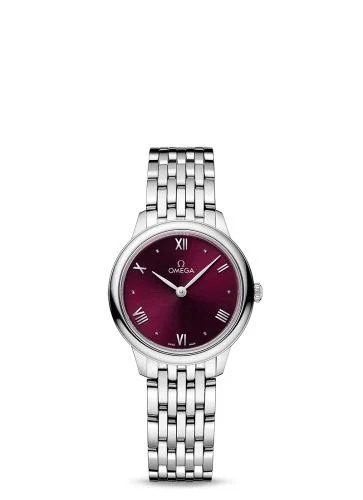Omega - 434.10.28.60.11.001 De Ville Quartz 27.5 Stainless Steel / Burgundy / Bracelet