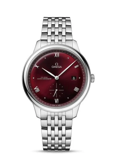 Omega - 434.10.41.20.11.001 De Ville Small Seconds Master Chronometer Stainless Steel / Burgundy / Bracelet