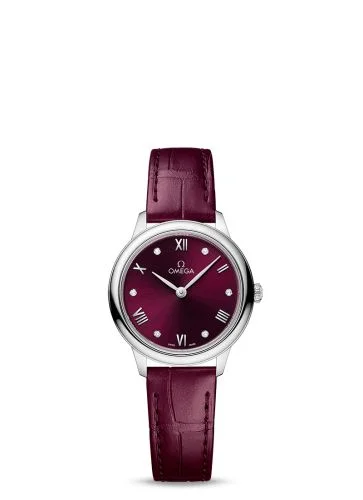 Omega - 434.13.28.60.61.001 De Ville Quartz 27.5 Stainless Steel / Burgundy - Diamond