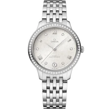 Omega - 434.15.34.20.52.001 De Ville Master Chronometer 34 Stainless Steel - Diamond / Silver / Bracelet