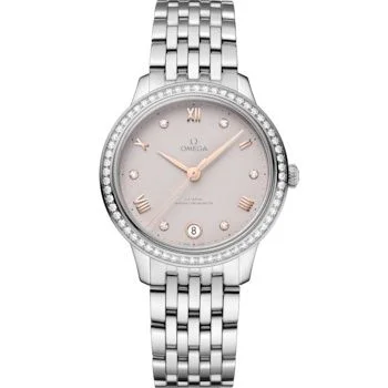 Omega - 434.15.34.20.52.002 De Ville Master Chronometer 34 Stainless Steel - Diamond / Pink / Bracelet