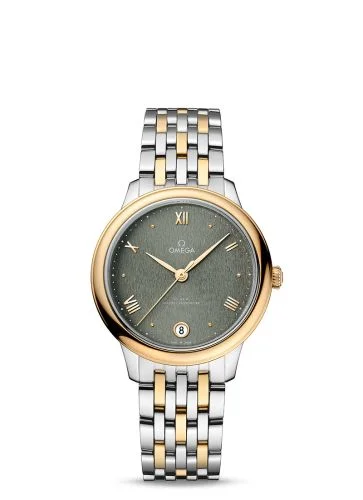 Omega - 434.20.34.20.10.001 De Ville Master Chronometer 34 Stainless Steel - Yellow Gold / Green / Bracelet