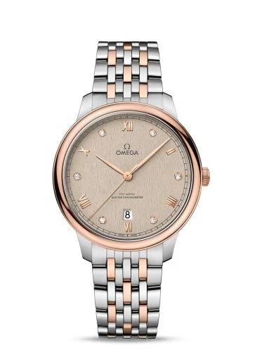 Omega - 434.20.40.20.59.001 De Ville Master Chronometer Stainless Steel - Sedna Gold / Beige - Diamond / Bracelet