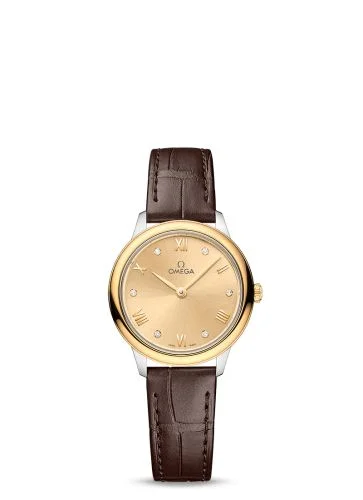 Omega - 434.23.28.60.58.001 De Ville Quartz 27.5 Stainless Steel - Yellow Gold / Champagne - Diamond