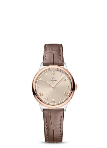 Omega - 434.23.28.60.59.001 De Ville Quartz 27.5 Stainless Steel - Sedna Gold / Beige - Diamond