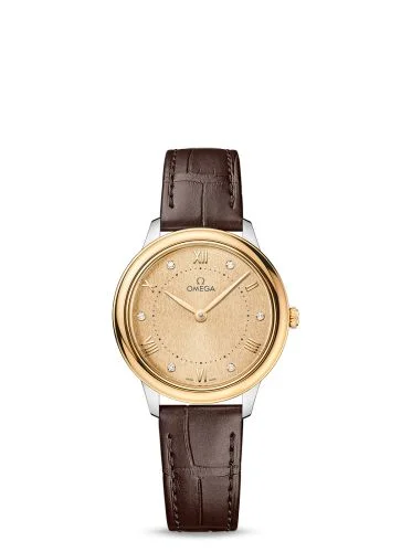 Omega - 434.23.30.60.58.001 De Ville Quartz 30 Stainless Steel - Yellow Gold / Champagne - Diamond