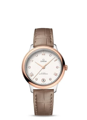Omega - 434.23.34.20.52.001 De Ville Master Chronometer 34 Stainless Steel - Sedna Gold / White - Diamond