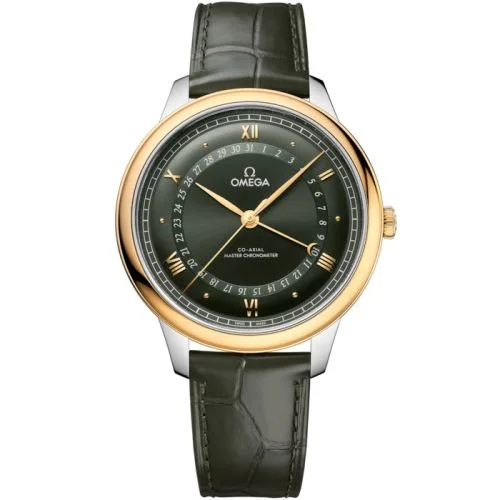 Omega De Ville Prestige Co-Axial Master Chronometer Pointer Date 42 5 Stainless Steel / Yellow Gold / Green Sunburst