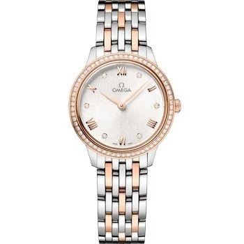 Omega - 434.25.28.60.52.001 De Ville Quartz 27.5 Stainless Steel - Sedna Gold - Diamond / Silver / Bracelet