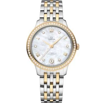 Omega - 434.25.34.20.55.002 De Ville Master Chronometer 34 Stainless Steel - Yellow Gold - Diamond / MOP / Bracelet