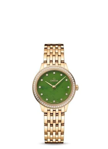 Omega - 434.55.28.60.99.001 De Ville Quartz 27.5 Yellow Gold - Diamond / Jade - Diamond / Bracelet
