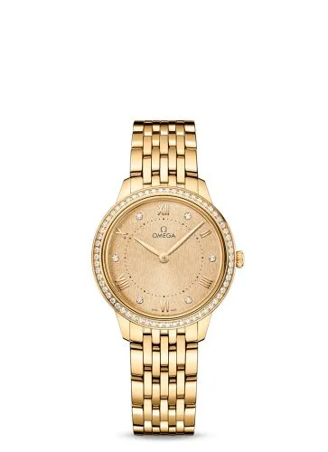 Omega - 434.55.30.60.58.001 De Ville Quartz 30 Yellow Gold - Diamond / Champagne - Diamond / Bracelet