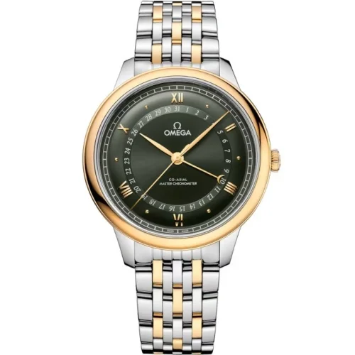 Omega Omega - 434.20.42.22.10.001 De Ville Prestige Co-Axial Master Chronometer Pointer Date 42 Stainless Steel / Yellow Gold / Green Sunburst / Bracelet