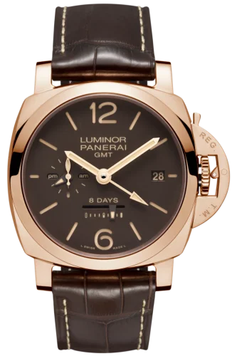 Panerai Luminor 1950 44 8 Days GMT Red Gold / Brown