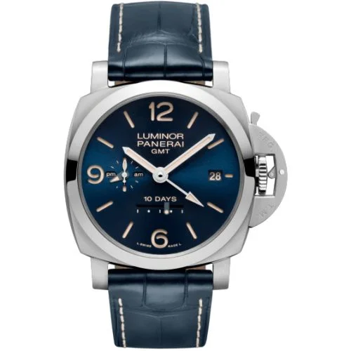 Panerai - PAM00986 Luminor 1950 44 3 Days GMT 10 Days Stainless Steel / Blue
