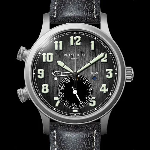 Patek Philippe - 5524T-010 Calatrava Pilot Travel Time 5524 Titanium / Black