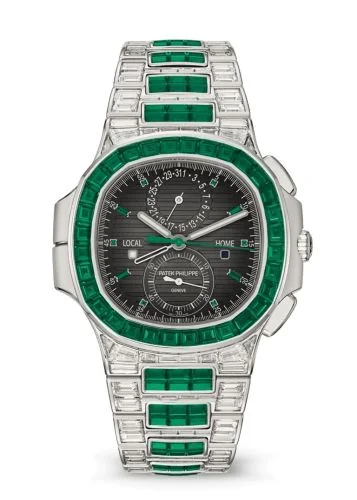 Patek Philippe - 5990/1423G-001 Nautilus Travel Time White Gold - Emerald / Grey