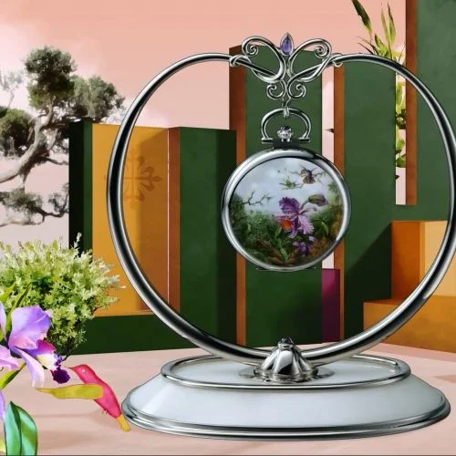 Patek Philippe - 992/144G Pocket Watch Lepine White Gold / Orchids & Hummingbirds