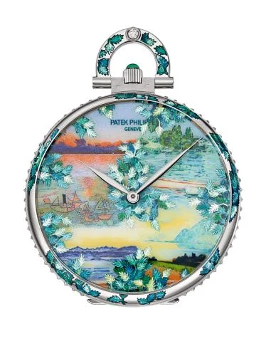 Patek Philippe - 993/100G Pocket Watch Lepine White Gold / Dawn on the Lake