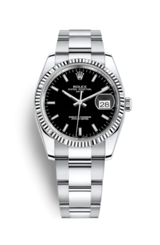 Rolex - 115234-0002 Oyster Perpetual Date 34 Stainless Steel Fluted / Oyster / Black