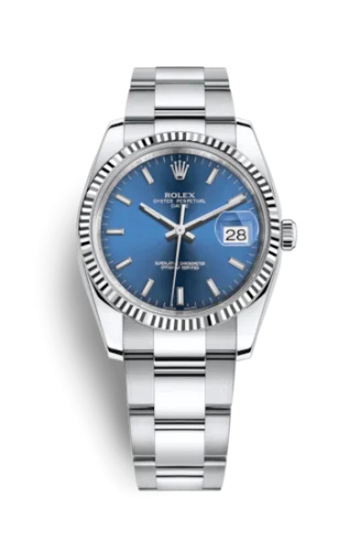 Rolex - 115234-0004 Oyster Perpetual Date 34 Stainless Steel Fluted / Oyster / Blue