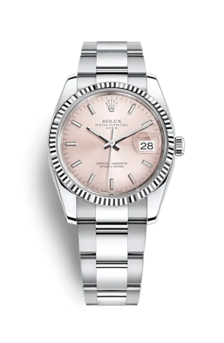 Rolex - 115234-0006 Oyster Perpetual Date 34 Stainless Steel Fluted / Oyster / Pink