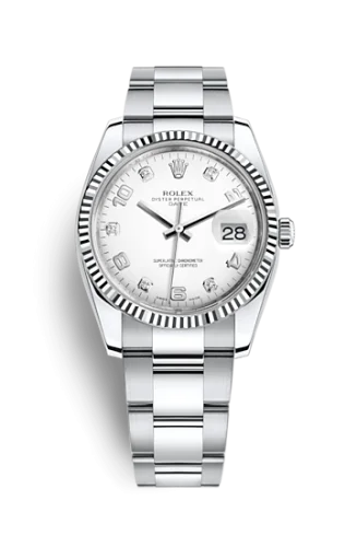 Rolex - 115234-0010 Oyster Perpetual Date 34 Stainless Steel Fluted / Oyster / White Arabic