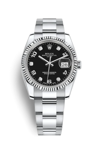 Rolex - 115234-0011 Oyster Perpetual Date 34 Stainless Steel Fluted / Oyster / Black Arabic
