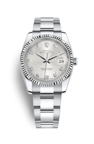 Rolex - 115234-0012 Oyster Perpetual Date 34 Stainless Steel Fluted / Oyster / Silver Arabic