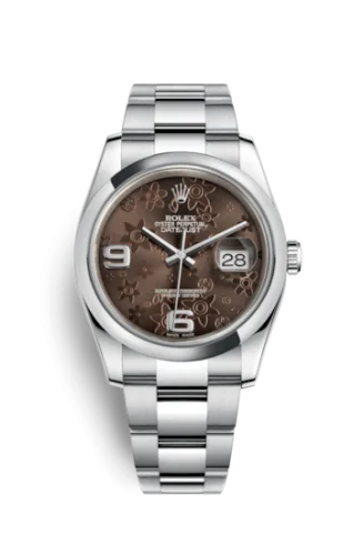 Rolex - 116200-0073 Datejust 36 Stainless Steel Domed / Oyster / Chocolate Floral