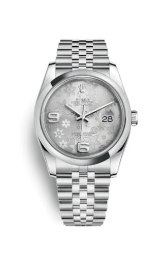 Rolex - 116200-0085 Datejust 36 Stainless Steel Domed / Jubilee / Silver Floral