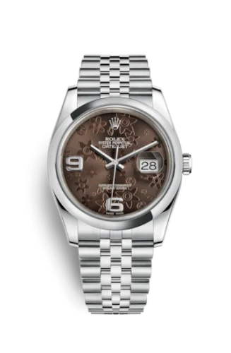 Rolex - 116200-0087 Datejust 36 Stainless Steel Domed / Jubilee  / Chocolate Floral