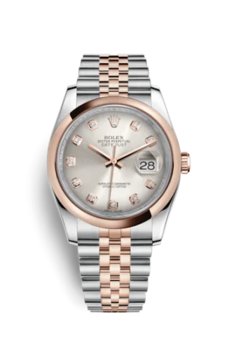 Rolex - 116201-0063 Datejust 36 Rolesor Everose Domed / Jubilee / Silver Diamond