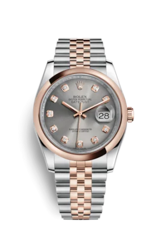 Rolex - 116201-0065 Datejust 36 Rolesor Everose Domed / Jubilee / Steel Diamond