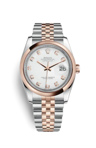 Rolex - 116201-0067 Datejust 36 Rolesor Everose Domed / Jubilee / White Diamond