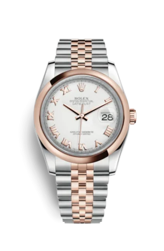 Rolex - 116201-0074 Datejust 36 Rolesor Everose Domed / Jubilee / White Roman