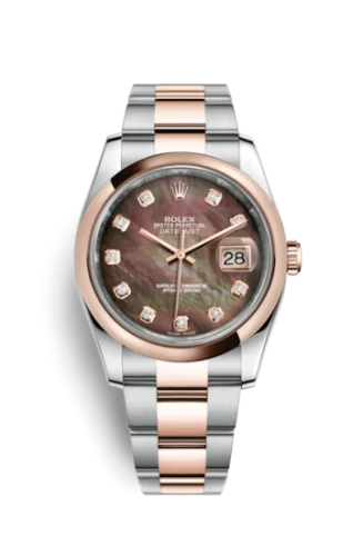 Rolex - 116201-0079 Datejust 36 Rolesor Everose Domed / Oyster / Black  MOP