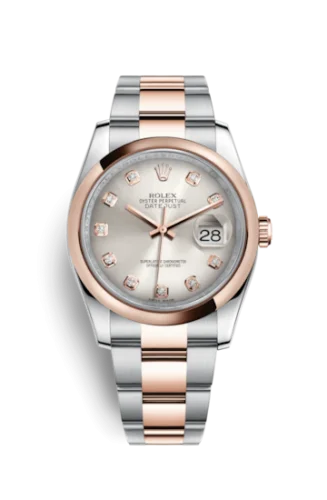 Rolex - 116201-0080 Datejust 36 Rolesor Everose Domed / Oyster / Silver Diamond
