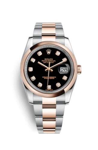 Rolex - 116201-0083 Datejust 36 Rolesor Everose Domed / Oyster / Black Diamond