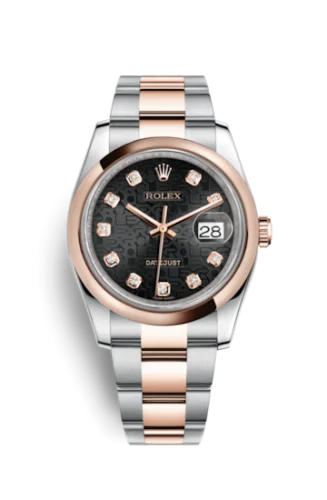 Rolex - 116201-0085 Datejust 36 Rolesor Everose Domed / Oyster / Black Computer
