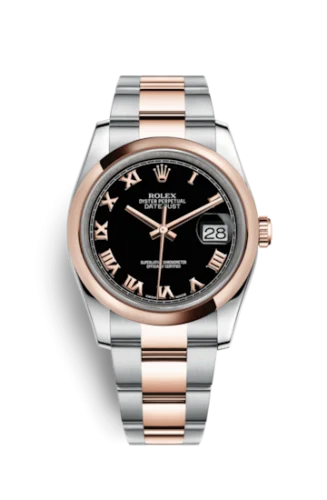 Rolex - 116201-0092 Datejust 36 Rolesor Everose Domed / Oyster / Black Roman
