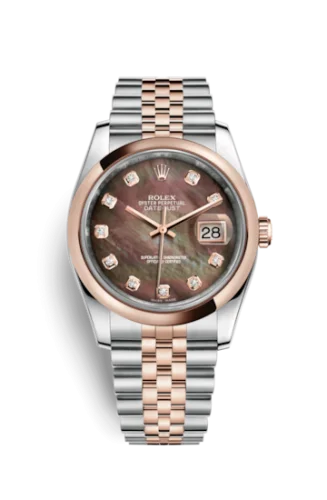 Rolex - 116201-0098 Datejust 36 Rolesor Everose Domed / Jubilee / Black  MOP