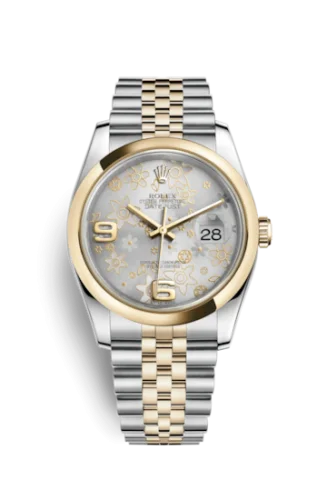 Rolex - 116203-0139 Datejust 36 Rolesor Yellow Domed / Jubilee / Silver Floral