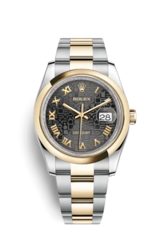 Rolex - 116203-0191 Datejust 36 Rolesor Yellow Domed / Oyster / Black Computer Roman