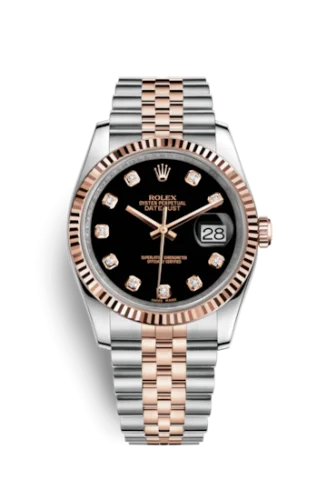Rolex - 116231-0056 Datejust 36 Rolesor Everose Fluted / Jubilee / Black Diamonds