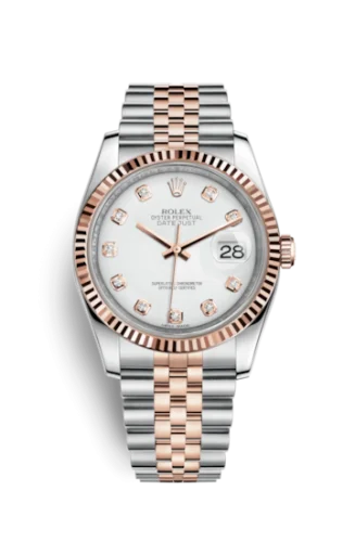 Rolex - 116231-0060 Datejust 36 Rolesor Everose Fluted / Jubilee / White Diamonds