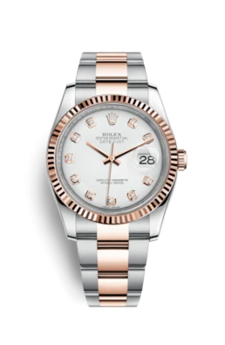 Rolex - 116231-0063 Datejust 36 Rolesor Everose Fluted / Oyster / White Diamonds