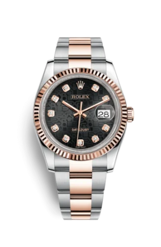 Rolex - 116231-0064 Datejust 36 Rolesor Everose Fluted / Oyster / Black Computer